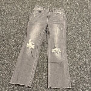 Flying Monkey Light Gray Distressed Flare Jeans